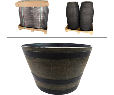 13" Plastic Whiskey Barrel Planter - Pallet of 38 - A16 TEC255LBR