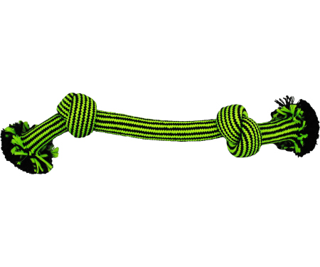 Knot-n-Chew Small/Med Rope 2 Knot Green/Black - T110 JP012