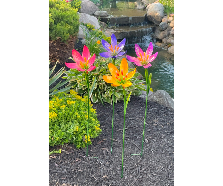 Lilly　0504 LIVING LUXURY 13 in. Orange Artificial Stargazer Lily Flower