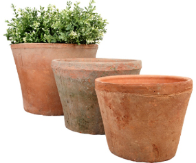 Aged Tc Round Flower Pots