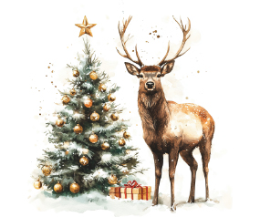 Tree and Reindeer Sticker