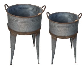 2 Round Washtub Planter Set/2
