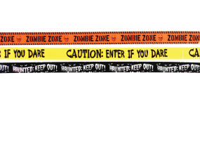 50' Caution Tape Haunted Black