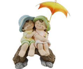 Boy & Girl W/ Umbrella Statue