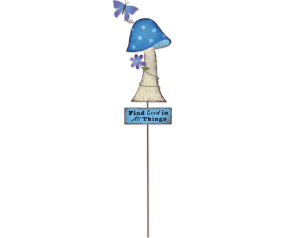 Blue Mushroom Plant Pick