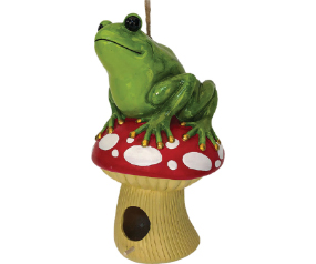 Frog On Mushroom Birdhouse