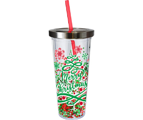 Merry Christmas Glitter Cup