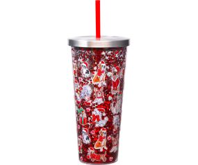 Christmas Dogs Glitter Cup