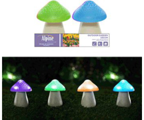 Slr Clrful Mushrm Decor w/ LED