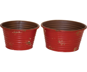 Tub Round Distressed Red