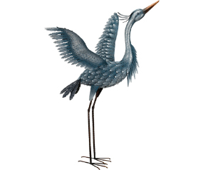 Metallic Blue Heron Wings Up