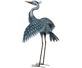 Metallic Blue Heron Wings Out
