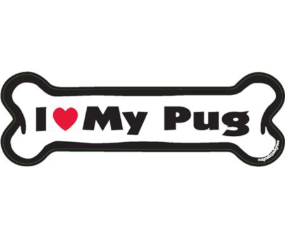 I Heart My Pug Bone Magnet