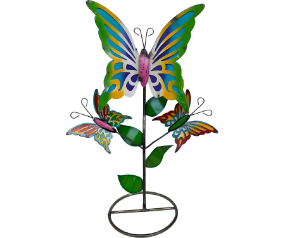 3 Butterflies On Round Base