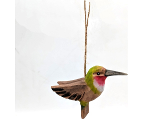 Hand Carved Hang Humgbird Wood