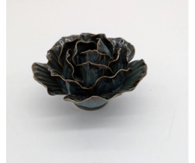 Sm Peony Ceramic Flower, Teal