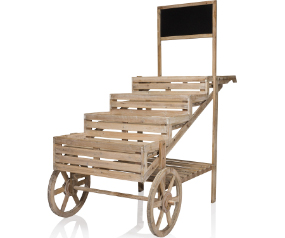 Wood Cart Disply Stnd w/Chlkbd