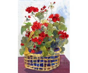 Red Geraniums House Flag