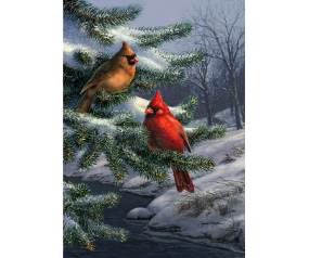 Winter Cardinals House Flag