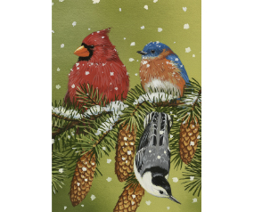 Winter Bird Branch House Flag