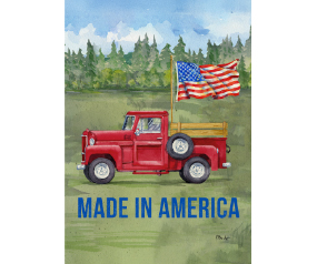 Patriotic Red Truck House Flag
