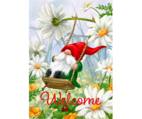 Spring Swing Gnome House Flag