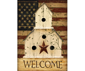 Patriotic Birdhouse House Flag