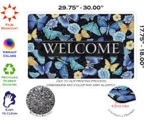 Blue Butterfly Welcome Doormat