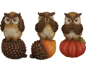 Harvest Owl Decor Set/3