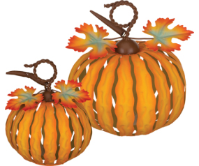 LED Pumpkin Decor Set/2 Orange