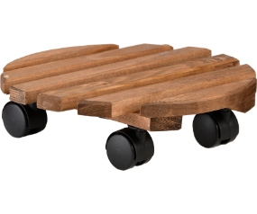 Round Med Wood Plant Trolley