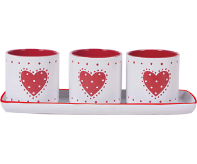 Red Country Heart Set Of 4