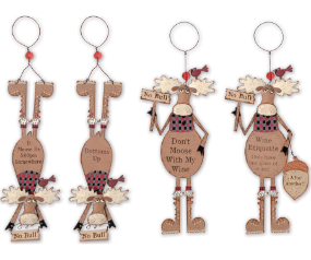 Moose Wine Charm/Magnet 4 Asst