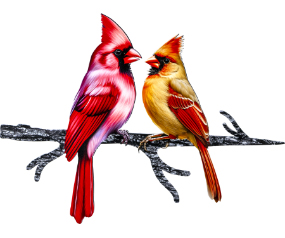 Kissing Cardinals - Tree Stake