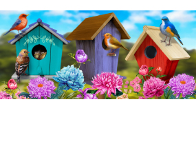 Colorful Birdhouses Mini Mat